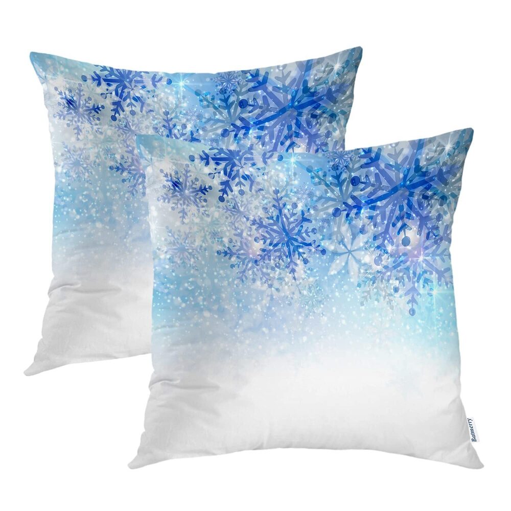 7272 Christmas Blue Decorative Pillow Covers, 22 x 22 Inch Abstract Blue